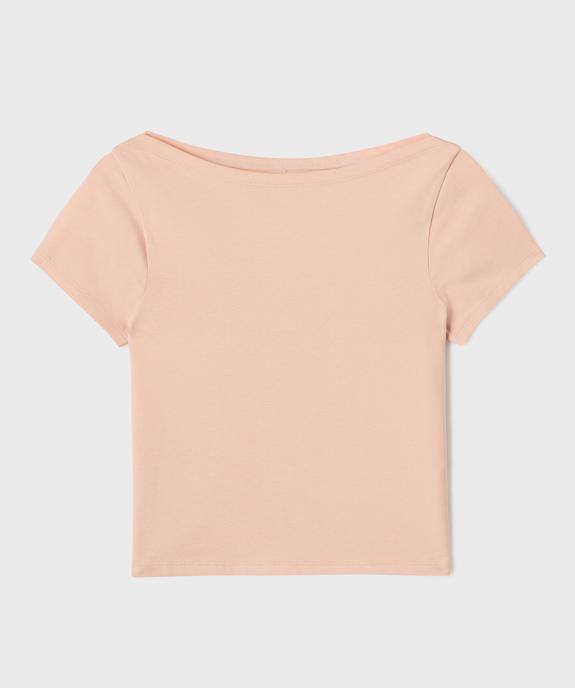 Tee-shirt manches courtes et col bateau coupe courte fille vue1 - GEMO 4G FILLE - GEMO