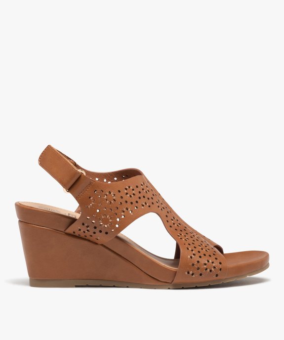 Sandales femme compensées dessus couvrant ajouré vue1 - GEMO(URBAIN) - GEMO