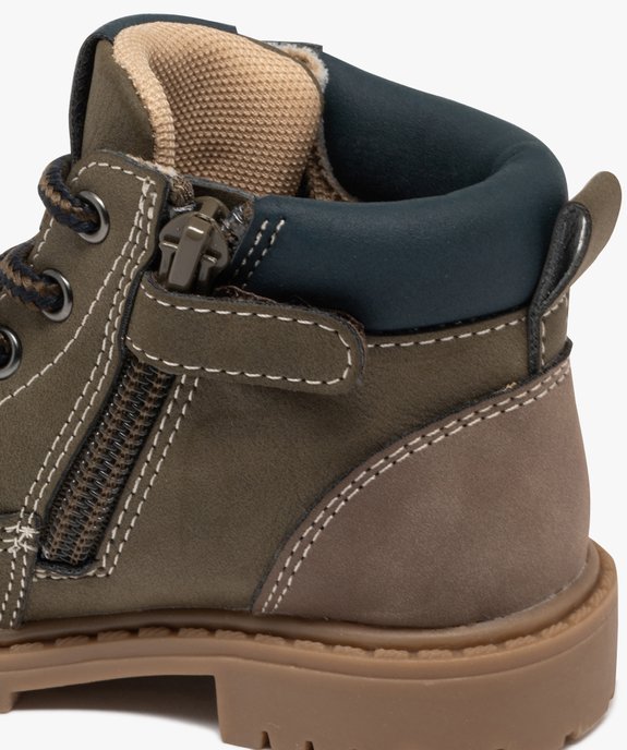 Boots bébé garçon mid-cut lisses à lacets et à zip - LuluCastagnette vue6 - LULU CASTAGNETT - GEMO