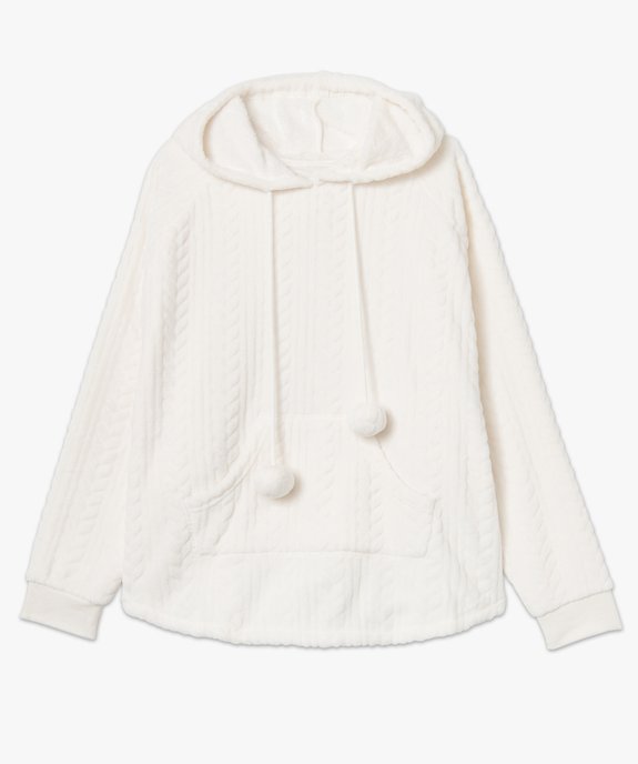 Veste d'intérieur femme en maille peluche à capuche vue4 - GEMO(HOMWR FEM) - GEMO