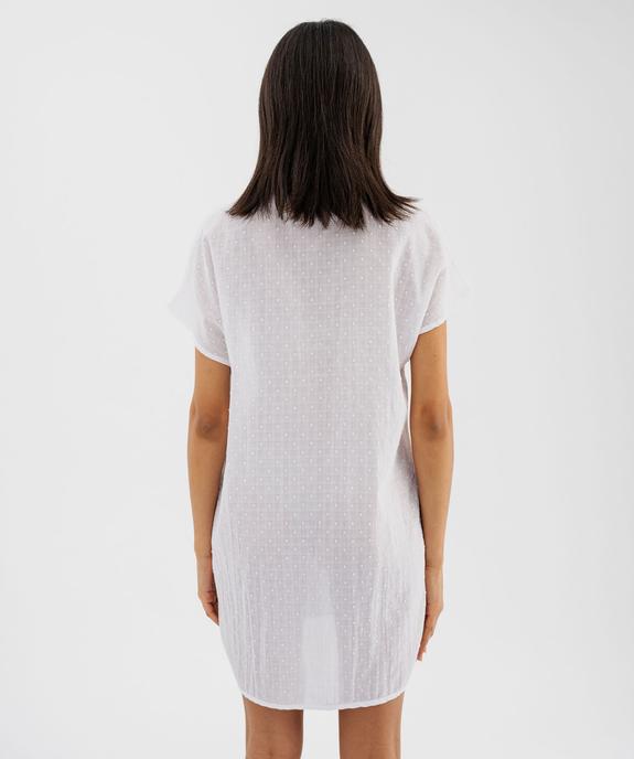 Chemise de nuit en voile de coton plumetis femme - LuluCastagnette vue3 - LULUCASTAGNETTE - GEMO