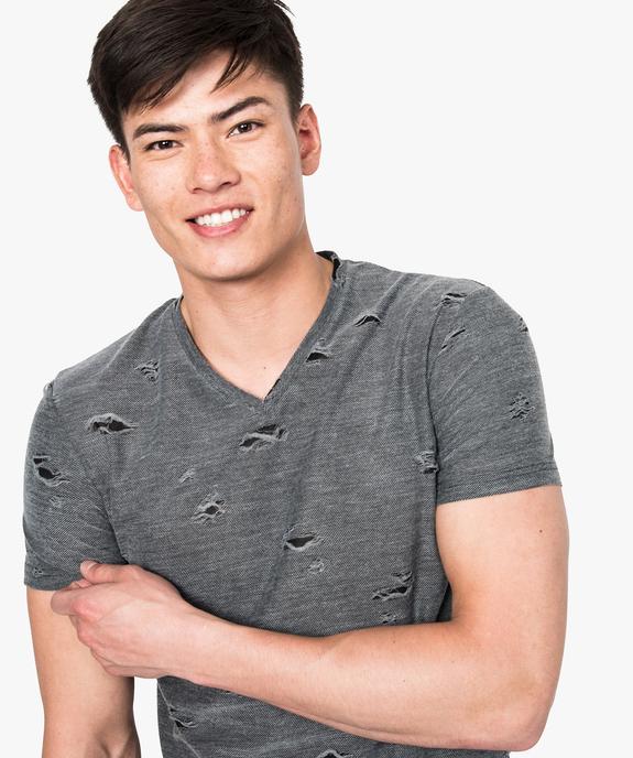 Tee-shirt col V troué vue2 - GEMO (HOMME) - GEMO