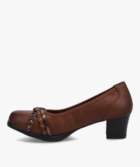 Escarpins femme à talon carré et brides fantaisie vue3 - GEMO(URBAIN) - GEMO