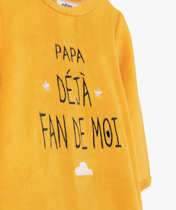 Pyjama bébé en velours avec inscription sur l’avant vue2 - GEMO(BB COUCHE) - GEMO