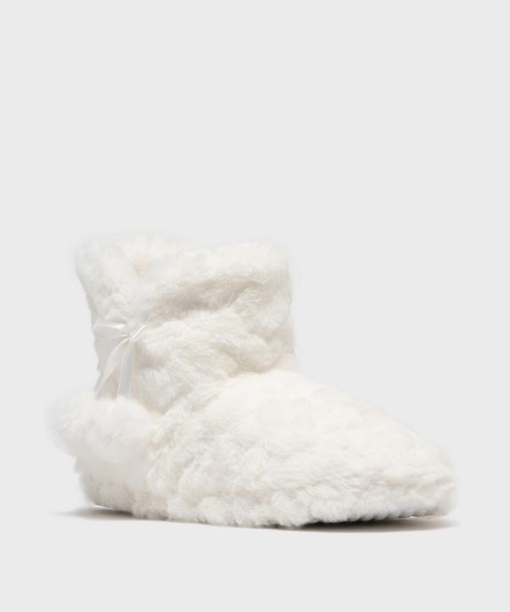 Chaussons boots en fourrure imitation à pompons femme  vue2 - GEMO 4G FEMME - GEMO