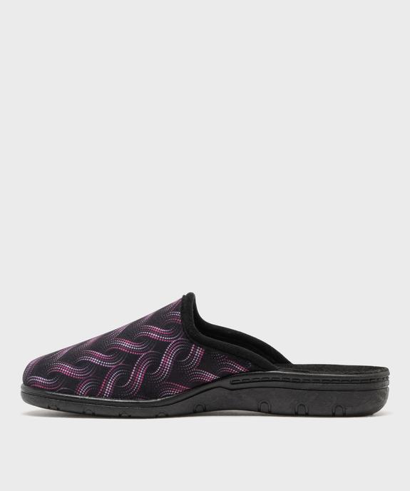 Pantoufles mules en velours ras imprimé à talon compensé femme vue3 - G'FLEX - GEMO