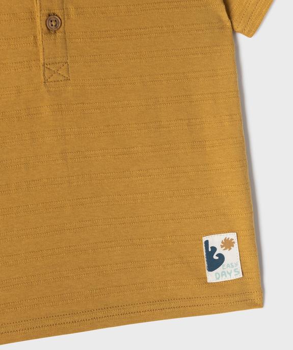 Tee-shirt manches courtes col tunisien bébé garçon vue2 - GEMO(BEBE DEBT) - GEMO