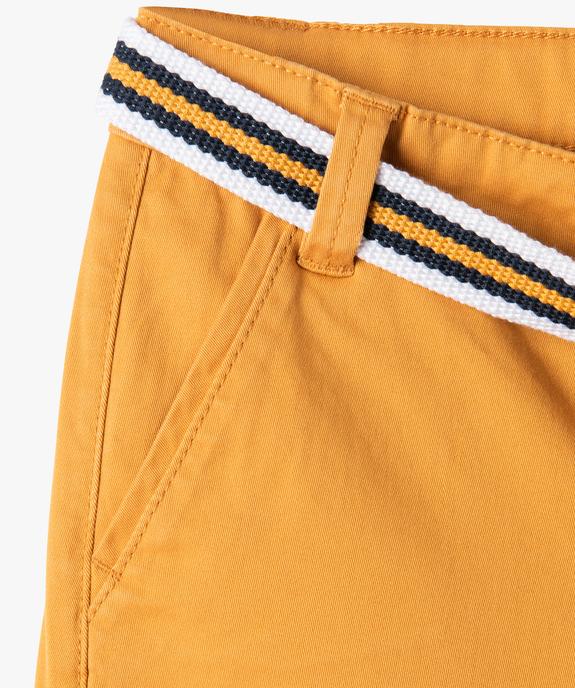 Bermuda en coton avec ceinture tricolore garçon vue2 - GEMO 4G GARCON - GEMO