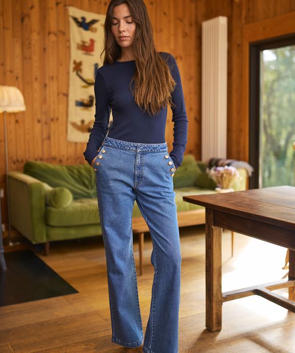 Jean droit à faux pont femme - LuluCastagnette vue1 - LULU CASTAGNETTE GEMO FOR GOOD - GEMO