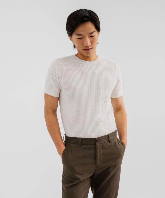 Tee-shirt manches courtes en maille tricotée homme vue1 - GEMO (HOMME) - GEMO