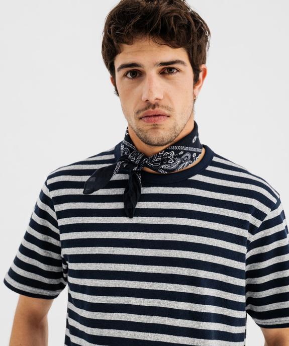 Tee-shirt manches courtes en maille rayée homme vue2 - GEMO 4G HOMME - GEMO