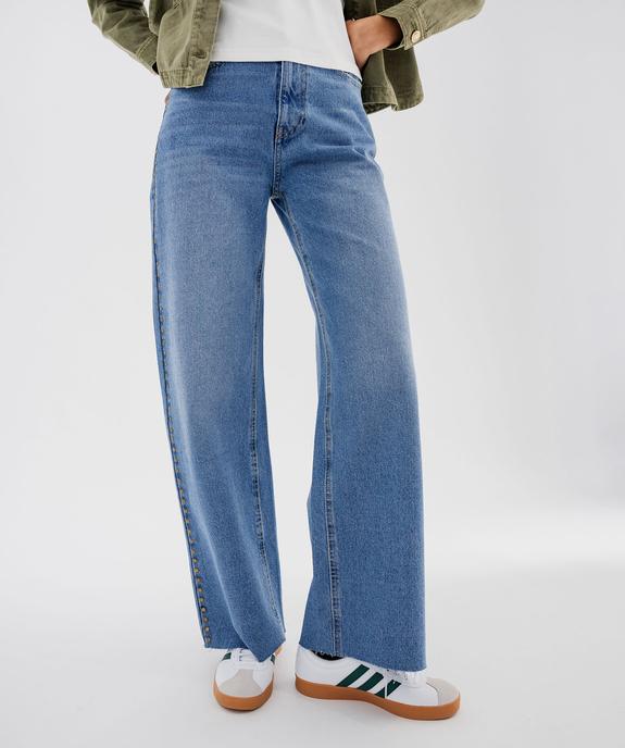 Jean flare taille haute à clous et bords francs femme vue1 - GEMO(FEMME PAP) - GEMO
