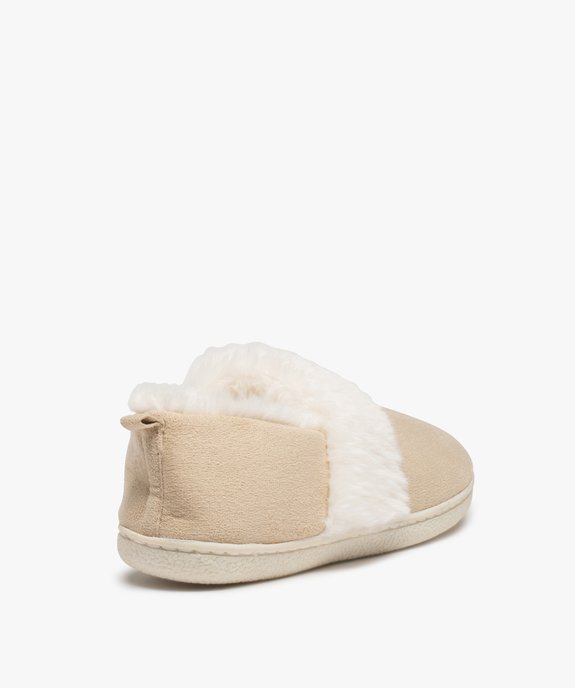 Chaussons femme fourrés dessus en suédine unie vue4 - GEMO(HOMWR FEM) - GEMO