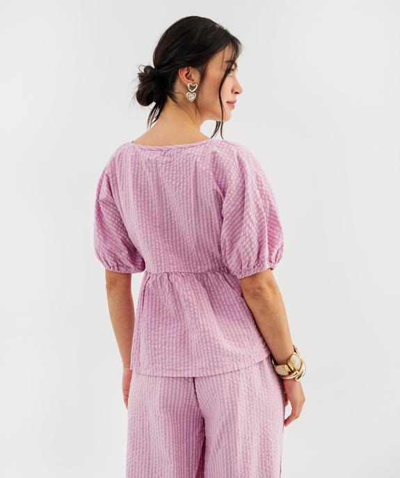 Blouse ample en coton gaufré femme vue3 - GEMO(FEMME PAP) - GEMO