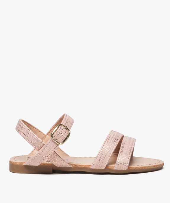 Sandales filles unies à brides fermeture boucle Dessus rose métallisé vue1 - GEMO (ENFANT) - GEMO