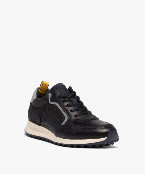 Baskets homme casual dessus cuir uni - Tanéo vue2 - TANEO - GEMO