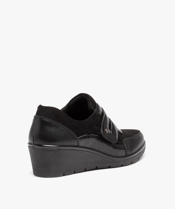 Mocassins femme confort unies à talon compensé et bride vernie vue4 - GEMO (CONFORT) - GEMO