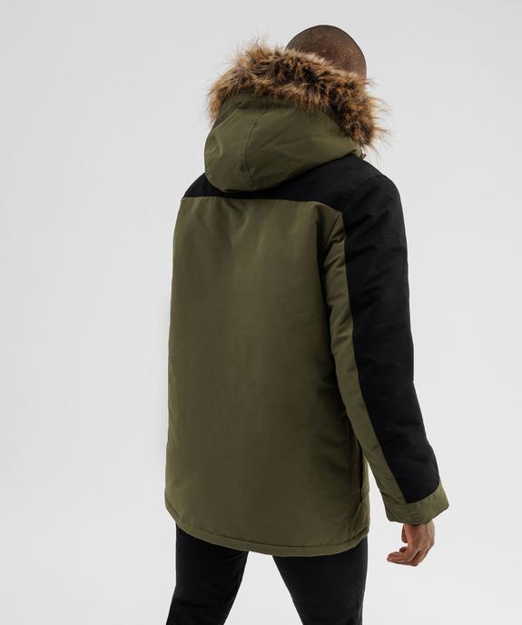 Parka bicolore avec capuche bordée ce fourrure imitation homme - Tokyo Laundry vue3 - TOKYO LAUNDRY - GEMO