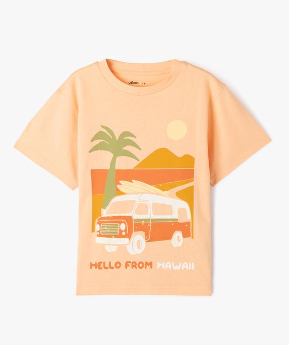 Tee-shirt manches courtes coupe oversize à motif plage garçon vue1 - GEMO (ENFANT) - GEMO