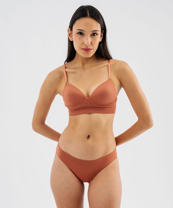 Brassière push-up en maille côtelée à fines bretelles vue1 - GEMO 4G FEMME - GEMO