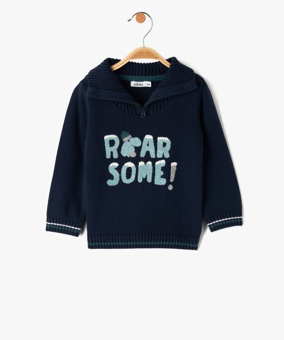 Pull bébé garçon à col camionneur et motif bouclette vue1 - GEMO(BEBE DEBT) - GEMO