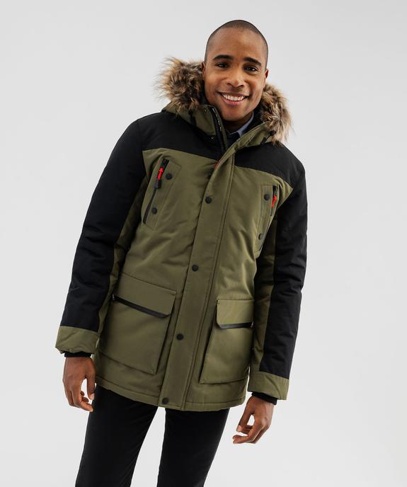 Parka bicolore avec capuche bordée ce fourrure imitation homme - Tokyo Laundry vue1 - TOKYO LAUNDRY - GEMO