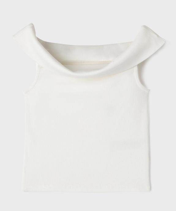 Tee-shirt sans manches à col bardot en maille côtelée fille vue1 - GEMO 4G FILLE - GEMO