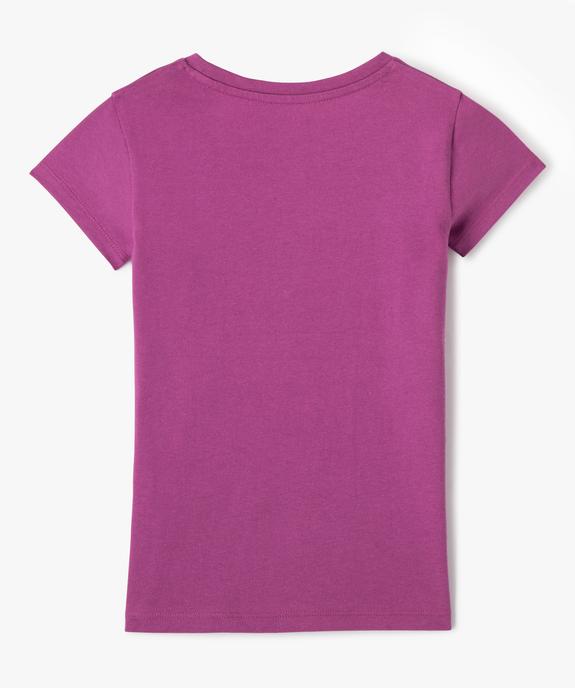 Tee-shirt fille à manches courtes avec large motif girly vue3 - GEMO (ENFANT) - GEMO