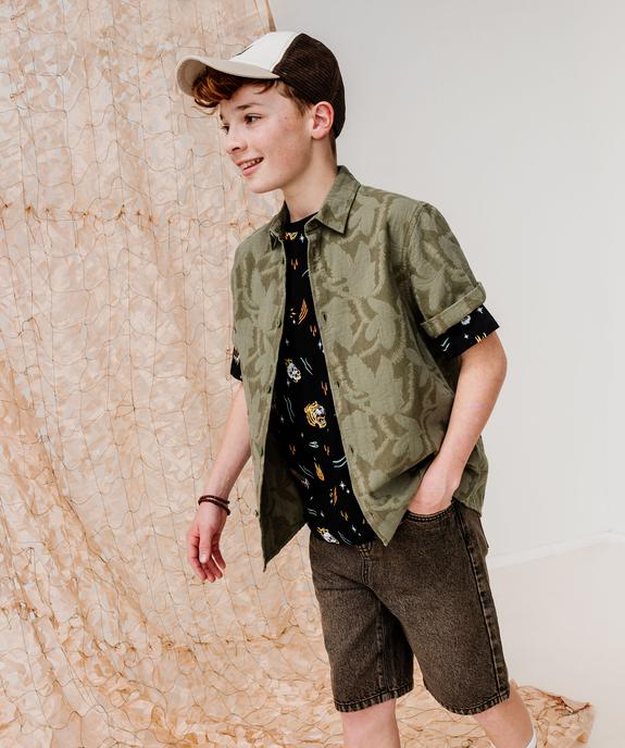 Chemise à manches courtes à motifs ton sur ton garçon vue4 - GEMO (JUNIOR) - GEMO