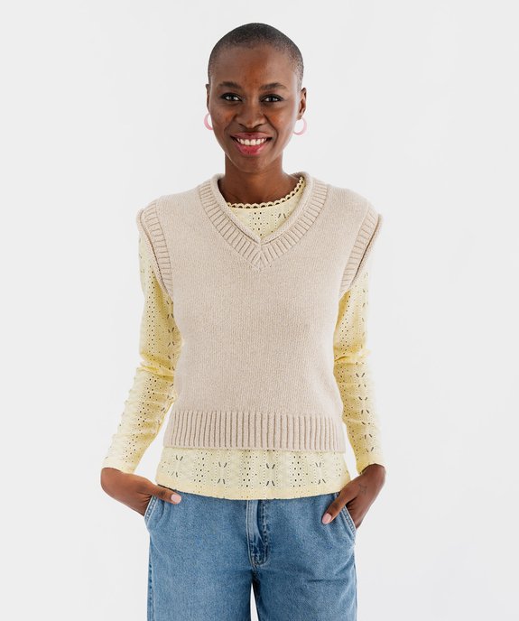 Pull sans manches femme  vue2 - GEMO 4G FEMME - GEMO