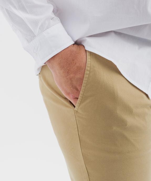 Pantalon chino coupe slim en toile de coton stretch au coloris unique homme vue6 - GEMO 4G HOMME - GEMO