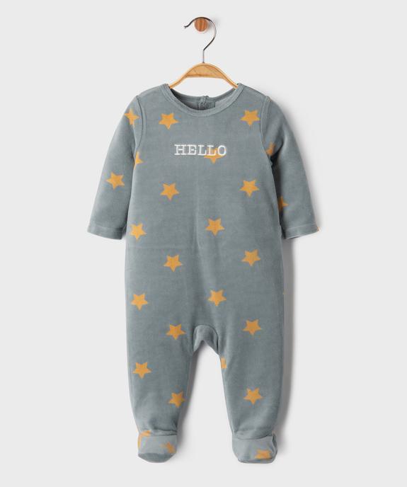 Pyjama en velours à pont-dos imprimé étoiles bébé vue1 - GEMO 4G BEBE - GEMO