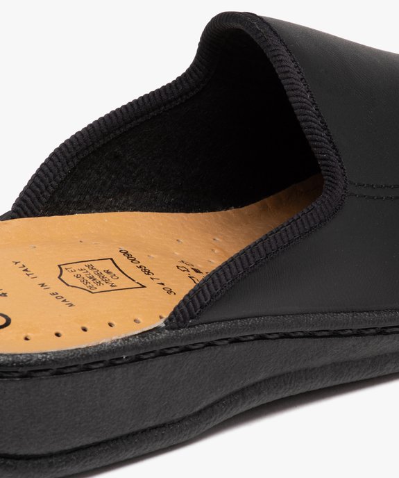 Chaussons homme mules en cuir uni vue6 - GEMO 4G HOMME - GEMO