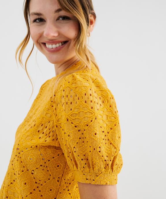 Tee-shirt à manches courtes en maille ajourée femme vue2 - GEMO 4G FEMME - GEMO