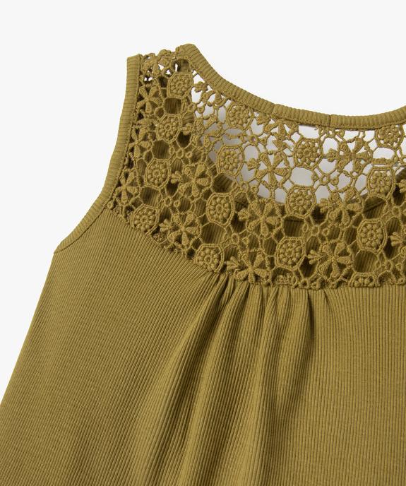 Débardeur fille côtelé avec dos brodé en dentelle vue2 - GEMO (ENFANT) - GEMO