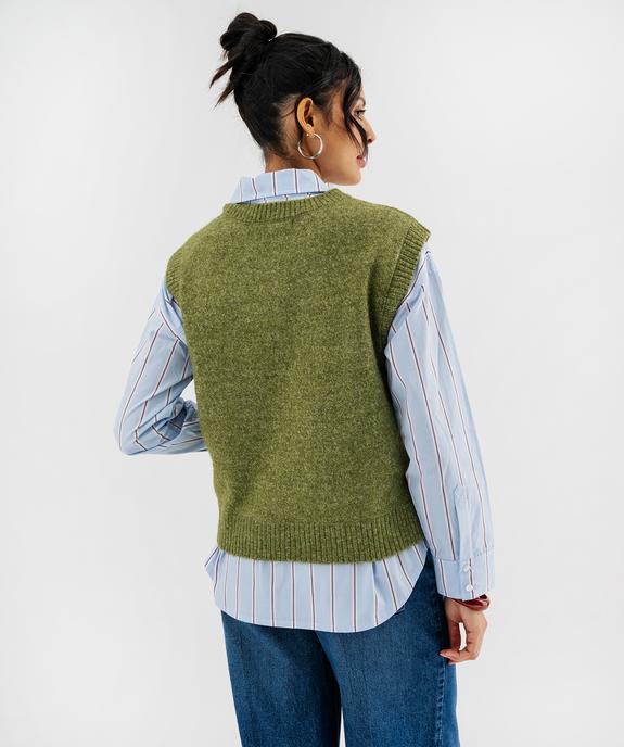Pull sans manches en maille douillette chinée femme vue3 - GEMO(FEMME PAP) - GEMO