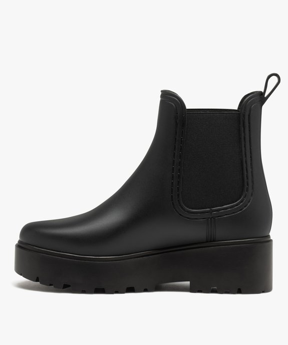 Boots femme unies style Chelsea à semelle plateforme crantée vue3 - GEMO (CASUAL) - GEMO