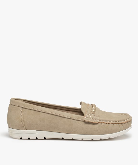 Mocassins femme unis à talon plat dessus souple vue1 - GEMO 4G FEMME - GEMO