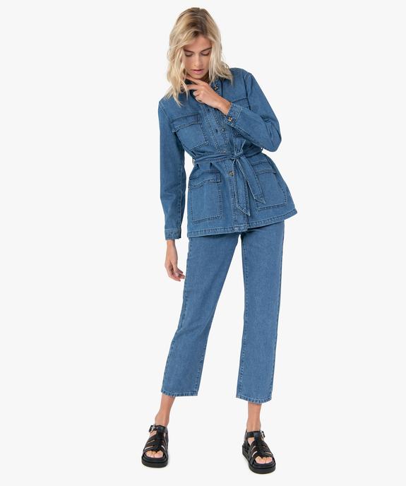 Veste en jean femme coupe saharienne vue5 - GEMO 4G FEMME - GEMO