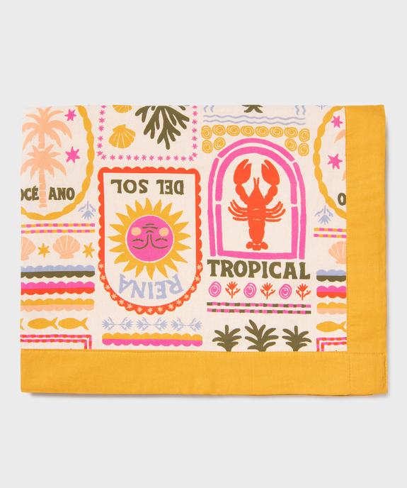 Serviette de plage bi-matières à motifs exotiques vue1 - GEMO (ACCESS) - GEMO