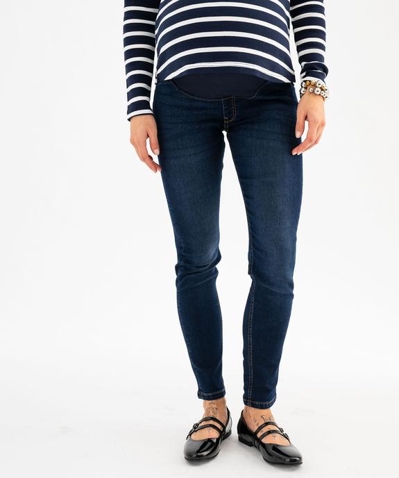 Jean de grossesse slim avec bandeau jersey haut vue1 - GEMO 4G MATERN - GEMO