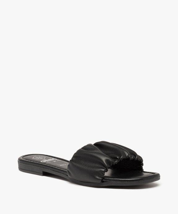 Mules femme à talon plat et bride unie froncée vue2 - GEMO (CASUAL) - GEMO