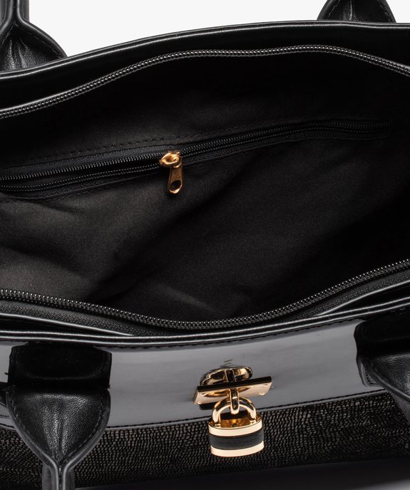 Sac à main femme verni et brillant avec cadenas vue3 - GEMO (ACCESS) - GEMO