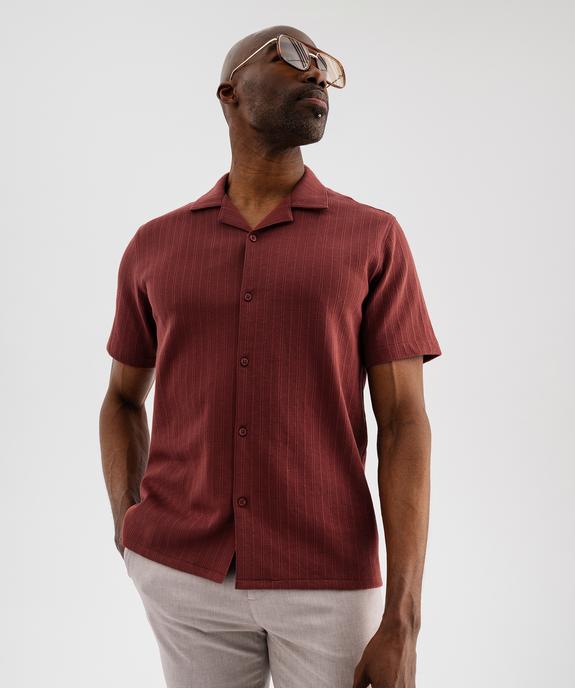 Chemise manches courtes en maille fantaisie avec col cubain homme vue2 - GEMO (HOMME) - GEMO