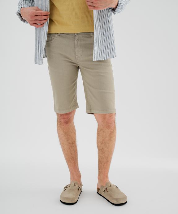 Bermuda staight en coton stretch homme vue1 - GEMO 4G HOMME - GEMO