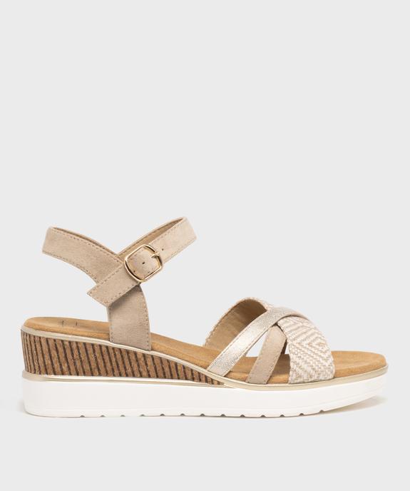 Sandales à talon compensé et brides multimatières femme vue1 - VALENTINA BALDA - GEMO