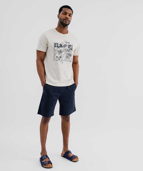 Tee-shirt manches courtes en jersey de coton imprimé homme vue4 - GEMO 4G HOMME - GEMO