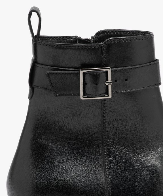 Boots femme en cuir uni à bout amande et à zip - Taneo vue6 - TANEO - GEMO
