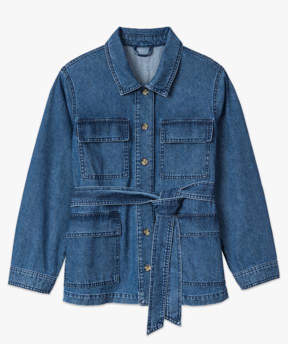 Veste femme grande taille en jean coupe saharienne vue4 - GEMO 4G FEMME - GEMO