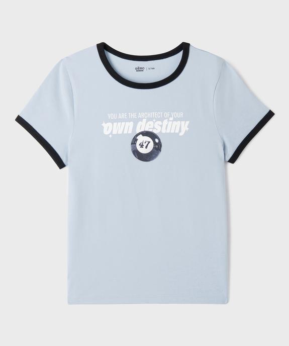 Tee-shirt manches courtes en jersey de coton imprimé fille vue1 - GEMO 4G FILLE - GEMO